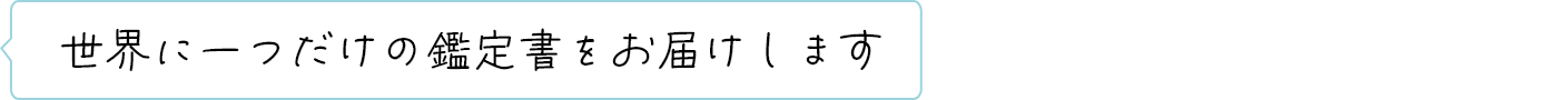 世界に一つだけの鑑定書をお届けします